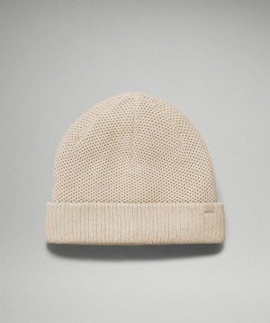 Lululemon Fleece-Lined Knit Beanie Hatt Accessories Beige | ZBOP-75189