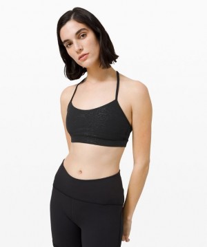 Lululemon Flow Y Bra Nulu Emboss Sport BH Dam Svarta | BIJZ-54691