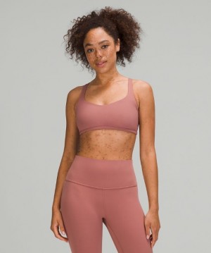 Lululemon Free to Be Bra - Wild Light Support Sport BH Dam Rosa Vita | MVFI-15028