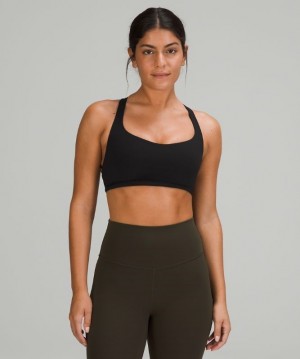 Lululemon Free to Be Bra - Wild Light Support Sport BH Dam Svarta | BGFQ-43019