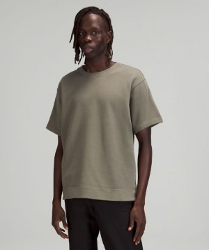 Lululemon French Terry Oversized Short Sleeve Crew Blast Herr Grå Olivgröna | LNIZ-83062