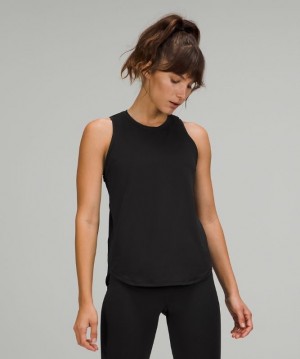 Lululemon High Neck Run and Train Tank Blast Dam Svarta | NYOC-58240