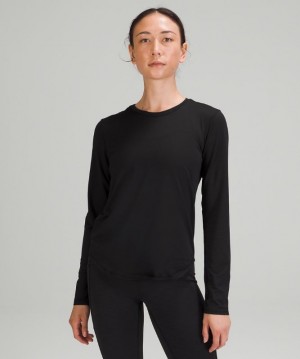 Lululemon High Neck Running and Training Long Sleeve Shirt Blast Dam Svarta | MACB-91652