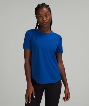 Lululemon High Neck Running and Training T-Shirt Blast Dam Blå | IHMK-89504