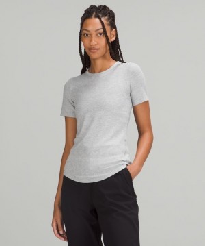 Lululemon Hold Tight Short Sleeve Blast Dam Ljusgrå | VTNE-83269