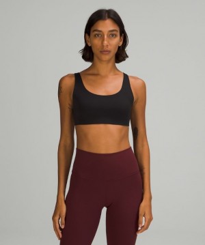 Lululemon In Alignment Straight Strap Bra Light Support Sport BH Dam Svarta | GLTN-27510