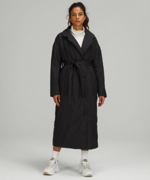 Lululemon Insulated Trench Jackor Dam Svarta | LYDF-14305