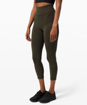 Lululemon Invigorate High-Rise Crop 23 Leggings Dam Mörkolivgröna | MTLG-71462