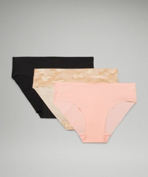 Lululemon InvisiWear Mid-Rise Bikini Underwear 3 Pack Underkläder Dam Camo Bruna Olika Färger Rosa Vita Svarta | NXJZ-54328