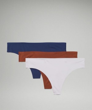 Lululemon InvisiWear Mid-Rise Thong Underwear 3 Pack Underkläder Dam Bruna | WIKE-69805
