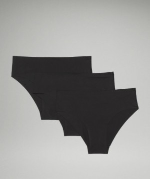 Lululemon InvisiWear Mid Rise Cheeky Bikini Underwear 3 Pack Underkläder Dam Svarta | FLWR-86493