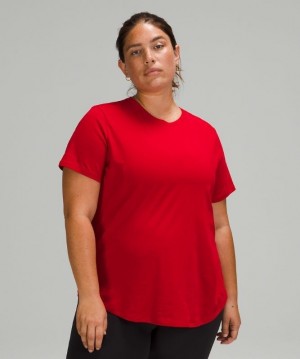 Lululemon Love Crew Short Sleeve T-Shirt Blast Dam Mörkröda | CZFH-58917