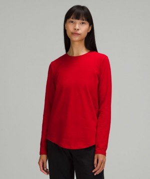 Lululemon Love Long Sleeve Shirt Blast Dam Mörkröda | UZWF-79246