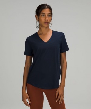 Lululemon Love V-Neck T-Shirt Blast Dam Marinblå | IRYB-21859