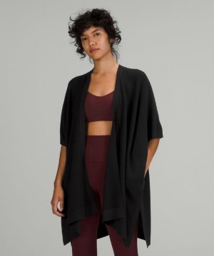 Lululemon Merino Wool Short Sleeve Wrap Tröjor Dam Svarta | AHDM-10823