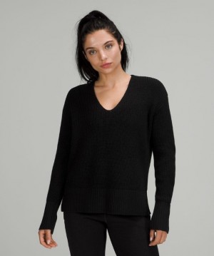 Lululemon Merino Wool V-Neck Sweater Tröjor Dam Svarta | ICJO-63291