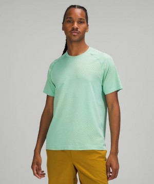 Lululemon Metal Vent Tech Short Sleeve Shirt 2.0 Blast Herr Guld Bruna Mintgröna | HVUL-02794