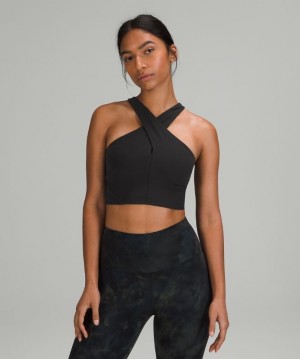 Lululemon Nulu Wrap-Front Long-Line Bra Light Supports Sport BH Dam Svarta | ELBW-94273