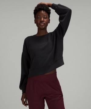 Lululemon Perfectly Oversized Cropped Crew Softstreme Tröjor Dam Svarta | ZDUN-96502