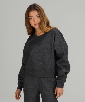 Lululemon Perfectly Oversized Cropped Crew Spark Tröjor Dam Svarta | PTCJ-52784