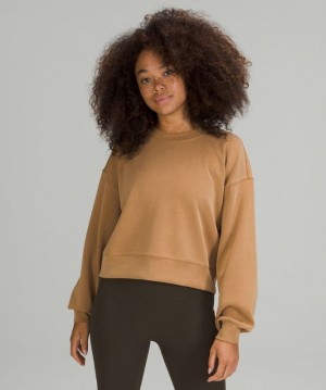Lululemon Perfectly Oversized Cropped Crew Softstreme Tröjor Dam Beige | FKMH-30726