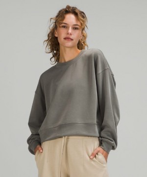 Lululemon Perfectly Oversized Cropped Crew Softstreme Tröjor Dam Grå Olivgröna | UYOB-73410