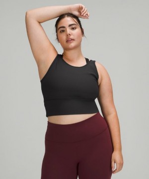 Lululemon Power Pivot Tank Top Rib Blast Dam Svarta | XVPC-23789