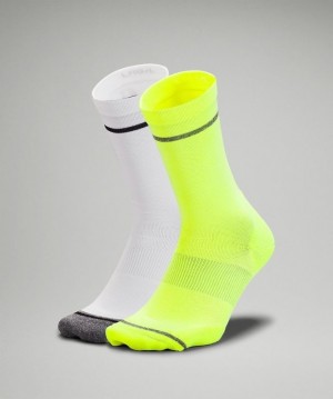Lululemon Power Stride Crew Sock 2P Strumpor Accessories Gula Vita | HWUT-97856
