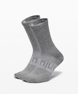 Lululemon Power Stride Crew Sock 2 Pack Strumpor Accessories Mörkgrå | PSXO-71943