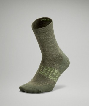 Lululemon Power Stride Crew Sock Camo Strumpor Accessories Gröna | GKJO-56902