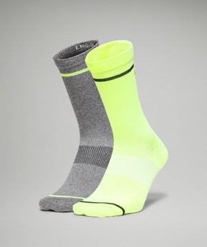 Lululemon Power Stride Crew Sock Stripe 2 Pack Strumpor Accessories Gula Svarta | KURY-61524