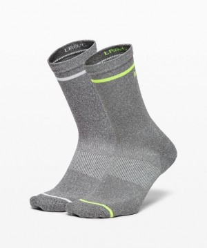 Lululemon Power Stride Crew Sock Stripe 2 Pack Box Set Strumpor Accessories Mörkgrå | JLWB-25316