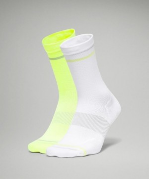 Lululemon Power Stride Crew Sock Stripe 2 Pack Strumpor Accessories Mintgröna Gula | VELN-17086