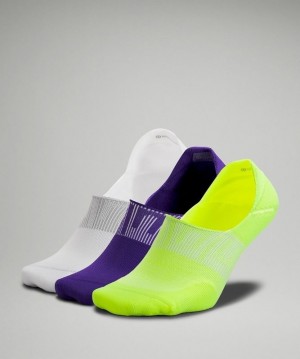 Lululemon Power Stride No-Show Sock with Active Grip 3 Pack Strumpor Accessories Gula Vita Lila | RWYT-81642