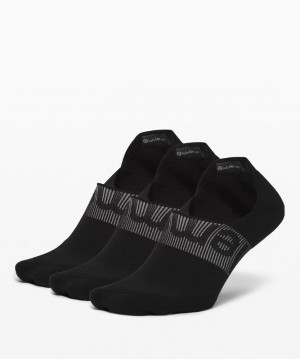 Lululemon Power Stride No-Show Sock with Active Grip 3 Pack Strumpor Accessories Svarta | ZEIU-39874