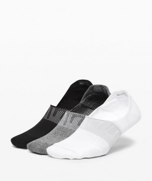 Lululemon Power Stride No-Show Sock with Active Grip 3 Pack Strumpor Accessories Vita Grå Svarta | ZVXT-71265