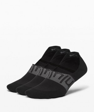 Lululemon Power Stride No-Show Sock with Active Grip 3 Pack Strumpor Accessories Svarta | HMUY-23760