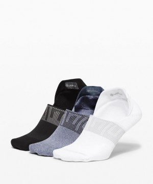 Lululemon Power Stride No-Show Sock with Active Grip 3 Pack Strumpor Accessories Vita Blå Svarta | XEIG-56734