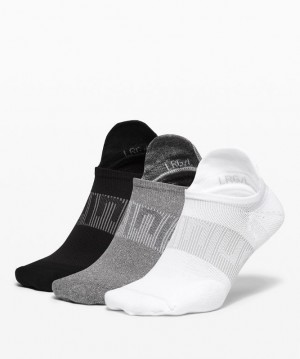 Lululemon Power Stride Tab Sock 3 Pack Strumpor Accessories Vita Grå Svarta | YLUC-10564