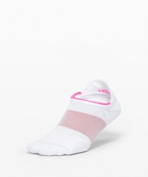 Lululemon Power Stride Tab Sock Stripe Strumpor Accessories Vita Rosa | CUPK-80726