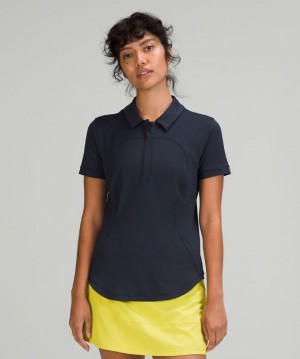 Lululemon Quick-Drying Short Sleeve Polo Shirt Blast Dam Marinblå | OVHD-59860