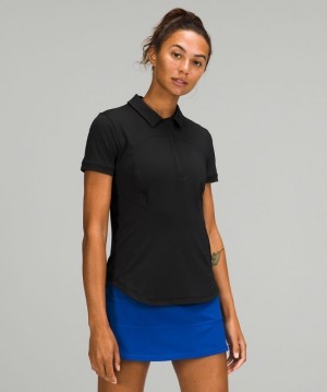 Lululemon Quick-Drying Short Sleeve Polo Shirt Blast Dam Svarta | HZJS-89275