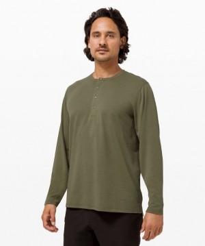 Lululemon Reinstate Long Sleeve Henley Blast Herr Olivgröna | GDZF-16753