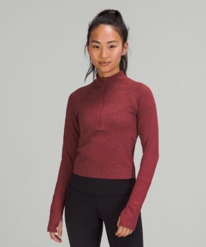Lululemon Rest Less Cropped 1/2 Zip Blast Dam Vinröda | NFQG-82341