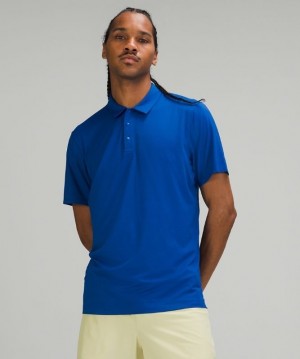 Lululemon Snap Front Performance Short Sleeve Polo Shirt Blast Herr Blå | ONBK-41375