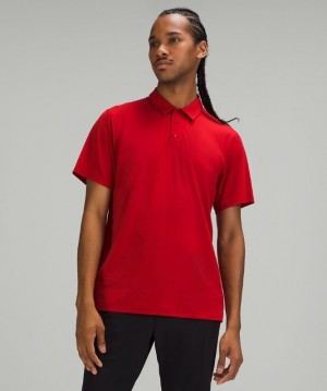 Lululemon Snap Front Performance Short Sleeve Polo Shirt Blast Herr Röda | VDPI-96471