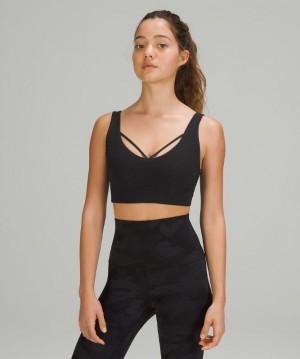 Lululemon Strappy Nulu Yoga Bra Light Support, C/D Cup Sport BH Dam Svarta | BLCN-69512