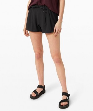 Lululemon Stroll at Sundown Mid-Rise Short 3 Shorts Dam Svarta | TWOG-94130