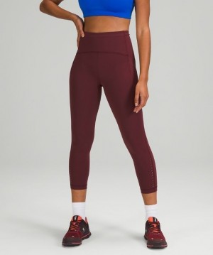 Lululemon Swift Speed High-Rise Crop 23 Leggings Dam Röda Vinröda | KWUI-53902