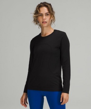 Lululemon Swiftly Relaxed Long Sleeve Blast Dam Svarta Svarta | BFXL-46783